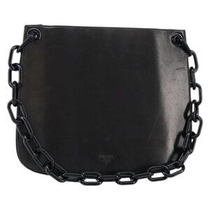Authentic PRADA Shoulder Bag Leather Black